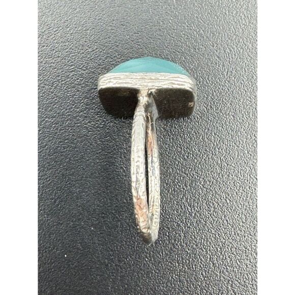 Natural Faceted Aqua Chalcedony Gemstone 925 Sterling Silver Mermaid Ring - Picture 6 of 9